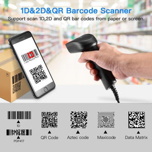 USB Wired Barcode Scanner Screen Mobile Payment 1D QR 2D Bar Code Reader